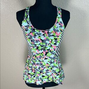SPANX Multicolor Camo Scoop Tank with Black-and-White Side Panels